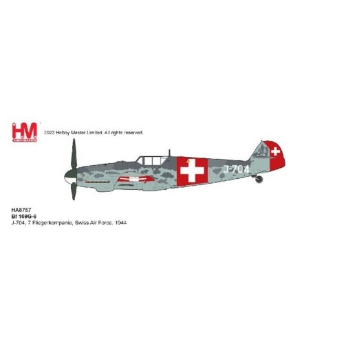HA8757 - 1/48 BF 109G-6 J-704, 7 FLIEGERKOMPANIE, SWISS AIR FORCE, 1944