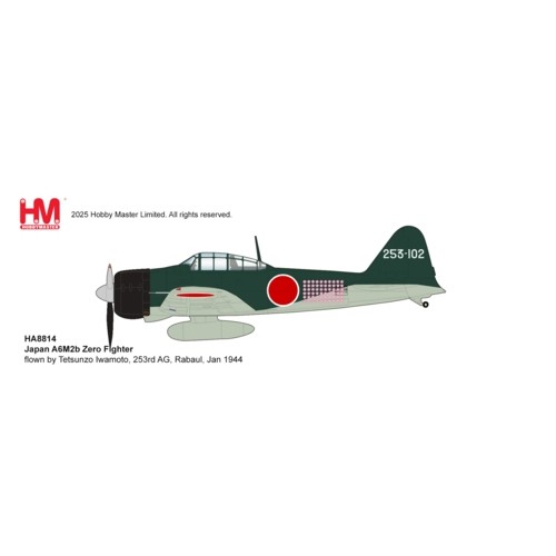 HA8814 - 1/48 JAPAN A6M2B ZERO FIGHTER FLOWN BY TETSUNZO IWAMOTO, 253RD AG, RABAUL, JAN 1944