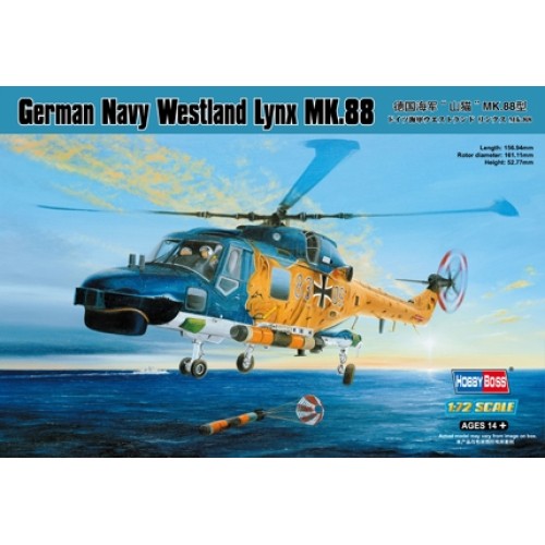 HBB87239 - 1/72 GERMANY NAVY (BUNDESMARINE) WESTLAND LYNX MK. 88 (PLASTIC KIT)