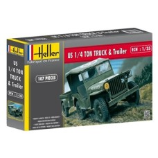 HEL81105 - 1/35 JEEP WILLIS AND TRAILER (PLASTIC KIT)