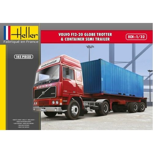 HEL81702 - 1/32 VOLVO F12-20 GLOBETROTTER AND CONTAINER (PLASTIC KIT)
