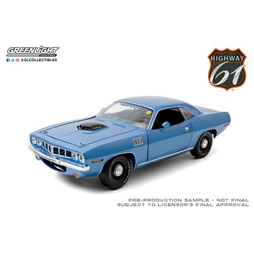 HWY-18025 - 1/18 HIGHWAY 61 - 1/18 MECUM AUCTIONS - 1971 PLYMOUTH HEMI CUDA - BLUE (INDIANAPOLIS 2011, LOT NO.S266)