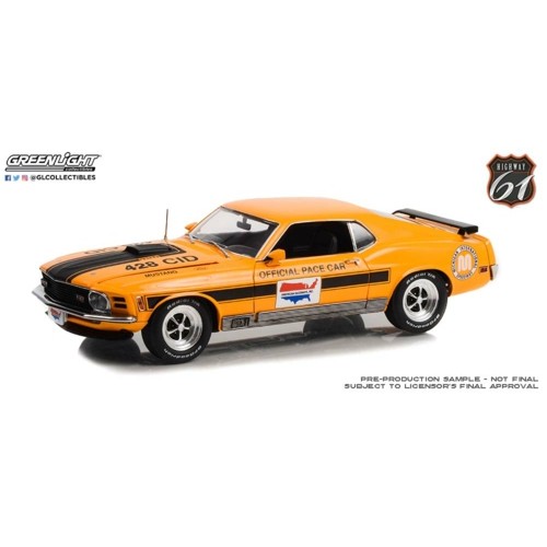 HWY-18035 - 1/18 HIGHWAY 61 1970 FORD MUSTANG MACH 1 MICHIGAN INT SPEEDWAY OFFICIAL PACE CAR