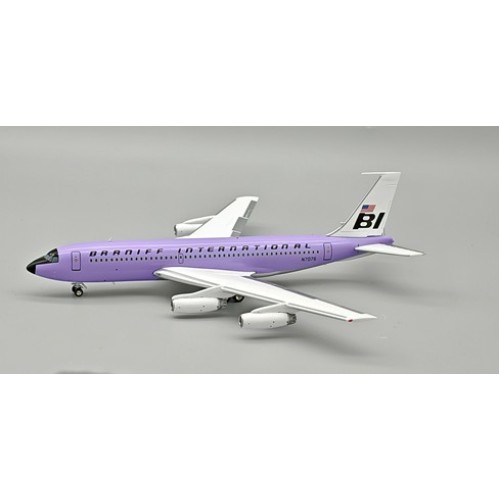 IF720BN0525 - 1/200 BOEING 720-027 SUPER JET BRANIFF 720 N7076 - LAVENDER PERIWINKLE BLUE WITH STAND