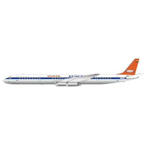 IFEAVDC8125 - 1/200 VIASA MCDONNELL DOUGLAS DC-8-63 YV-125C WITH STAND POLISHED (EL AVIADOR MODELS)