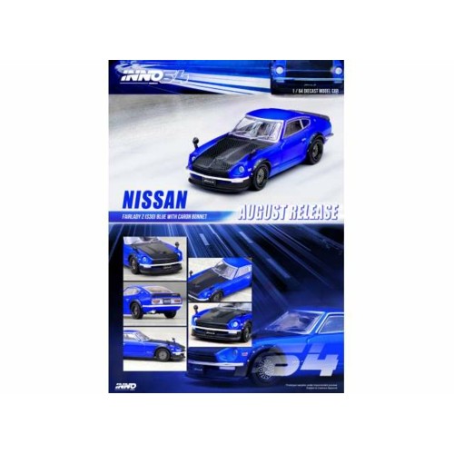 IN64240ZBLU - 1/64 NISSAN FAIRLADY Z S30, BLUE WITH CARBON HOOD