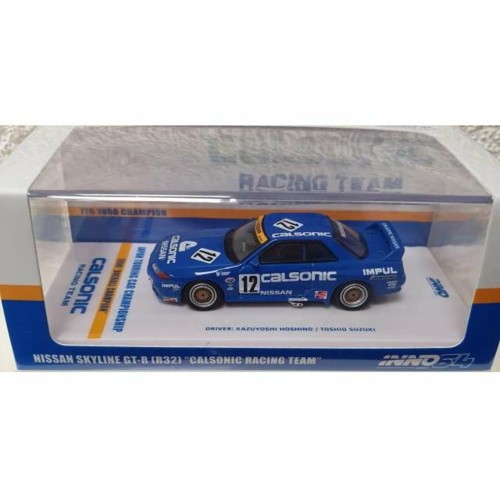 IN64R32CASET90 - 1/64 1990 NISSAN SKYLINE GTR R32 NO.12 CALSONIC JTC OVERALL CHAMPION, BLUE