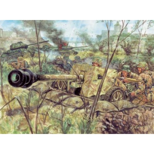 IT6096 - 1/72 WWII GERMAN PAK40 AT GUN WITH CREW (PLASTIC KIT)