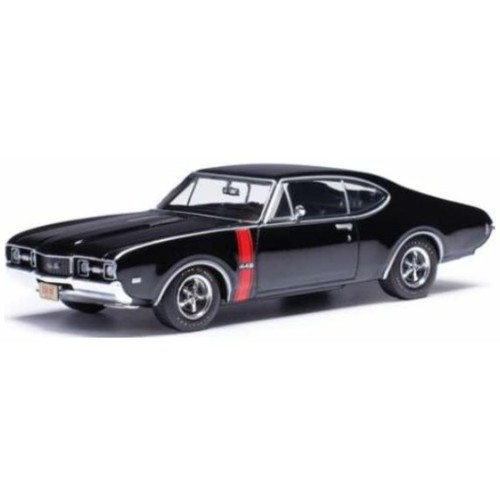 IXIA43006 - 1/43 OLDSMOBILE 442 W-30 1968 EBONY BLACK W/RED STRIPES