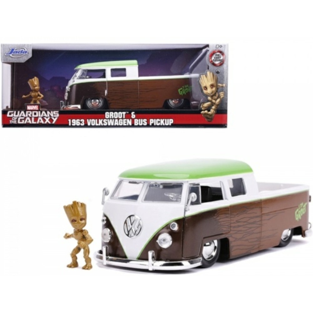MARVEL GUARDIANS OF THE GALAXY Details about   JADA JAD31202 1/24 1963 VW MICROBUS WITH GROOT 