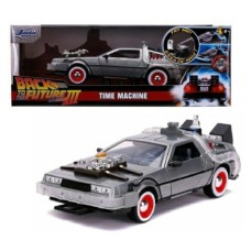 JAD32166 - 1/24 BACK TO THE FUTURE III TIME MACHINE DELOREAN WITH WORKING LIGHTS