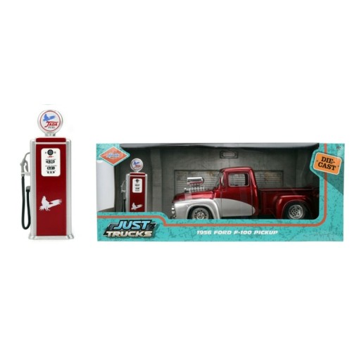 JAD35053 - 1/24 JUST TRUCKS FORD F-100 1956 WITH GAS PUMPS AND EXTRA WHEELS