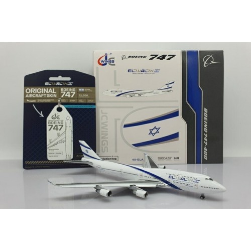 JC40108 - 1/400 EL AL BOEING 747-400 REG: 4X-ELA WITH ANTENNA LIMITED EDITION AVIATIONTAG