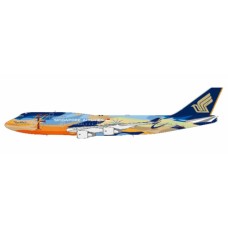 JC40213A - 1/400 SINGAPORE AIRLINES BOEING 747-400 TROPICAL REG: 9V-SPK FLAPS DOWN WITH ANTENNA