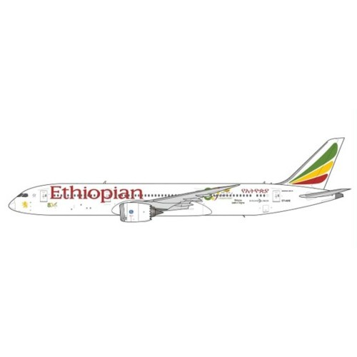 JC40807A - 1/400 ETHIOPIAN AIRLINES BOEING 787-9 DREAMLINER 80 YEARS REG: ET-AXS FLAPS DOWN WITH ANTENNA
