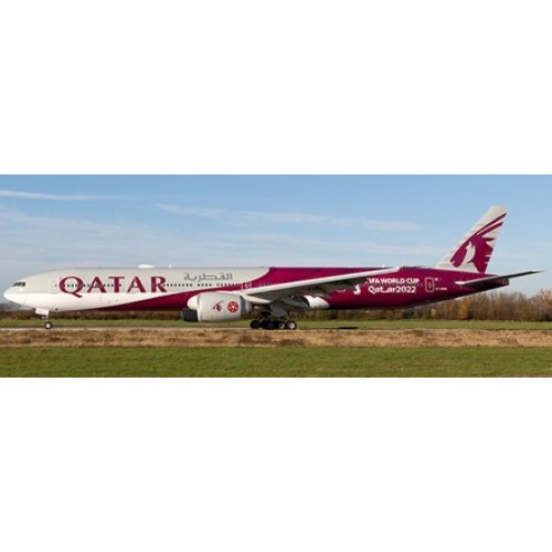 JC4489A - 1/400 QATAR AIRWAYS BOEING 777-300(ER) WORLD CUP LIVERY FLAP DOWN REG: A7-BEB WITH ANTENNA
