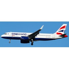 JCSA2058 - 1/200 BRITISH AIRWAYS AIRBUS A320 ONEWORLD REG: G-EUYR WITH STAND