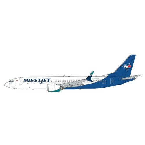 JCSA4131 - 1/400 WESTJET BOEING 737 MAX 8 TORONTO BLUE JAYS REG: C-GORP WITH ANTENNA