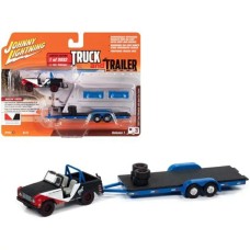 JLBT016A-3 - 1/64 1966 FORD BRONCO WITH OPEN CAR TRAILER TRUCK AND TRAILER