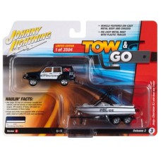 JLBT018A-3 - 1/64 1988 JEEP CHEROKEE W/MASTERCRAFT BOAT AND LIGHT BAR DARK MONTEGO BLUE