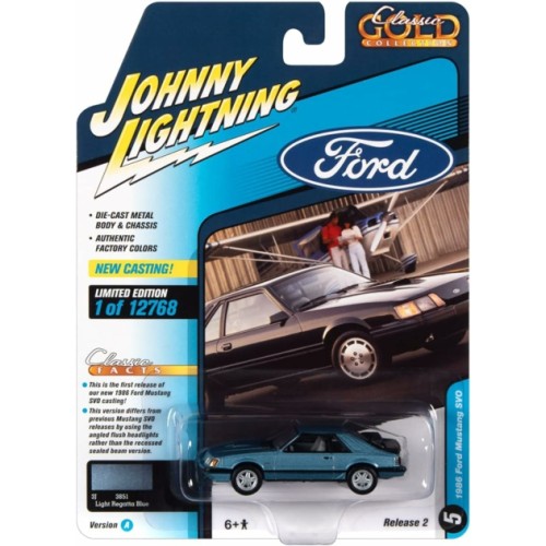 JLCG029A-5 - 1/64 JOHNNY LIGHTNING CLASSIC GOLD - RELEASE 2 2022 - ASSORTMENT A - 1986 MUSTANG SVO LIGHT BLUE