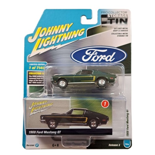 JLCT008B-1 - 1/64 JL COLLECTOR TIN ASSORTMENT 2021 RELEASE 3 VERSION B 1968 FORD MUSTANG GT HIGHLAND GREEN POLY