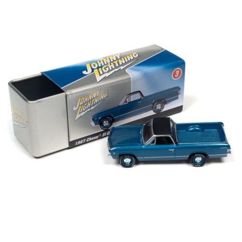 JLCT009A-3 - 1/64 JL COLLECTOR TIN ASSORTMENT 2022 RELEASE 1 VERSION A - 1967 CHEVROLET EL CAMINO LEMANS BLUE WITH FLAT BLACK ROOF