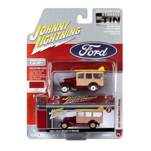 JLCT011A-3 - 1/64 1931 FORD MODEL 'A' WOODY CANDY APPLE RED WITH TIN