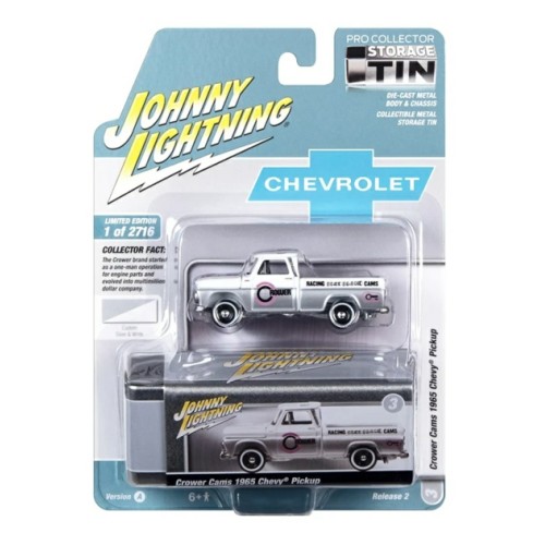 JLCT012A-3 - 1/64 CROWER CAMS - 1965 CHEVY TRUCK  WHITE AND SILVER W/ CROWER RACING CAMS GRAPHICS