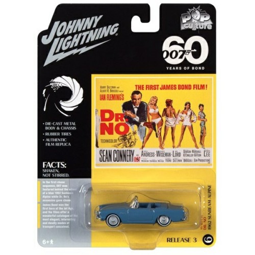 JLPC005-6 - 1/64 JOHNNY LIGHTNING POP CULTURE RELEASE 3 2021 JAMES BOND 1962 SUNBEAM ALPINE TIGER (DR. NO)  LAKE BLUE