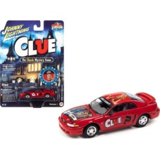 JLPC006-3 - 1/64 JOHNNY LIGHTNING POP CULTURE - RELEASE 1 2022 - MODERN CLUE 2000 FORD MUSTANG (MISS SCARLET) RED