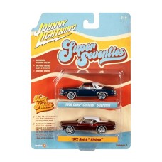 JLPK022A-1 - 1/64 1976 OLDSMOBILE CUTLASS DARK BLUE POLY AND 1972 BUICK RIVIERA  BURNISH BRONZE POLY