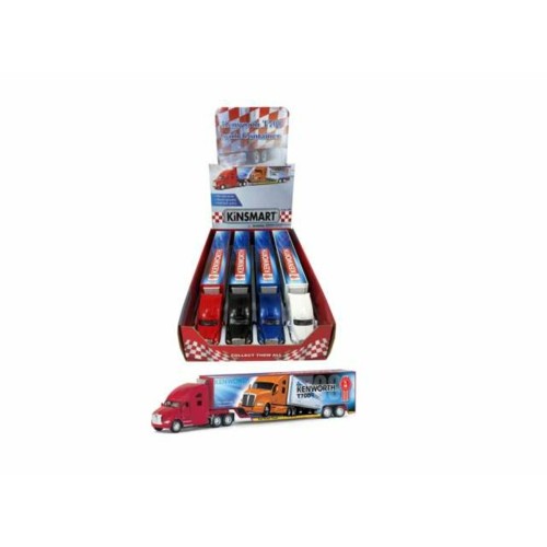 KT1302D-4 - KENWORTH T700 WITH CONTAINER/ TRAILER ASSORTMENT TRAY WITH 4PCS (1/RED 1/BLUE 1/BLACK 1/WHITE)