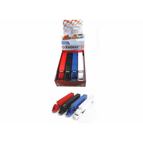 KT1302DC-4 - KENWORTH T700 WITH CONTAINER/ TRAILER ASSORTMENT TRAY WITH 4PCS (1/RED 1/BLUE 1/BLACK 1/WHITE)