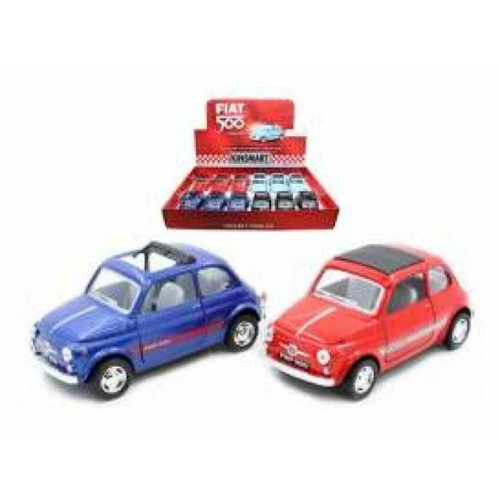 KT5004D-12 - 1/24 1/24 FIAT 500 CLASSIC IN A TRAY WITH 12PCS. 3 EACH OF THE FOLLOWING COLOURS BLACK LIGHT BLUE RED BLUE