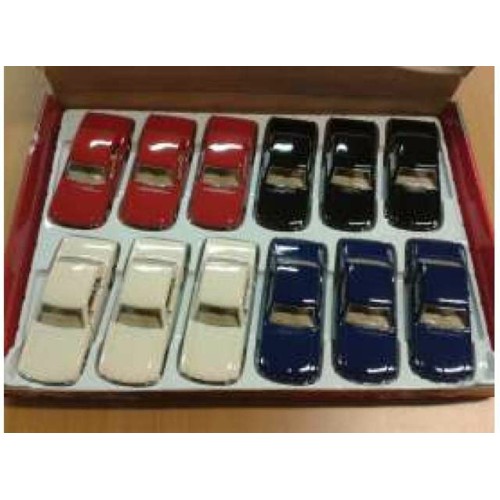 KT5351D-12 - 1/36 1964 1/2 FORD MUSTANG ASSORTMENT TRAY WITH 12PCS (4X RED 4X BLACK 4X BLUE 4X WHITE). WITH PULL BACK ACTION