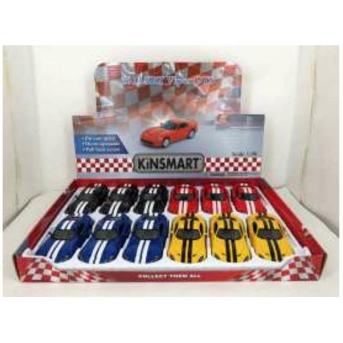 KT5363DF-12 - 1/38 2013 DODGE SRT VIPER GTS IN A TRAY WITH 12PCS. 3 EACH OF THE FOLLOWING COLOURS RED YELLOW BLUE AND BLACK