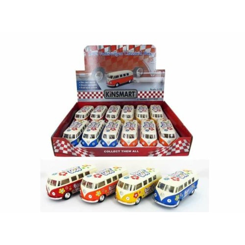 KT5377DF-12 - 1/32 1962 VOLKSWAGEN CLASSICAL BUS FLOWER POWER IN A TRAY WITH 12PCS.