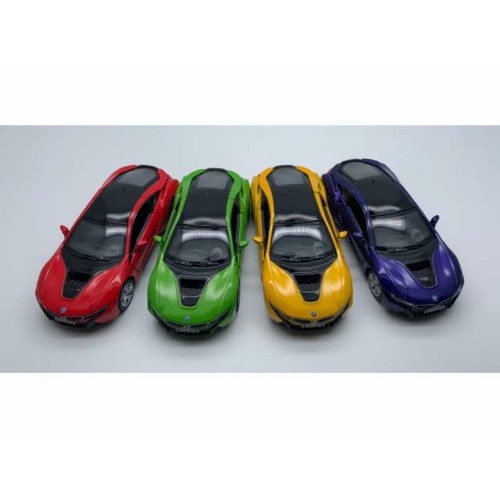 KT5379D-12 - 1/36 BMW I8 ASSORTMENT TRAY OF 12 WITH 4 COLOURS IN THE TRAY (RED GREEN YELLOW BLUE).