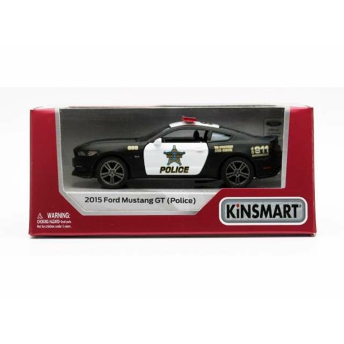 KT5386WP - 1/38 2015 FORD MUSTANG GT POLICE BLACK/WHITE