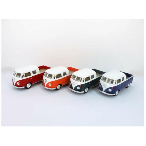KT5387D-12 - 1/32 1963 VOLKSWAGEN DOUBLE CAB PICK-UP ASSORTMENT TRAY OF 12 WITH 4 COLOURS IN THE TRAY (RED GREEN BLUE DARK RED).