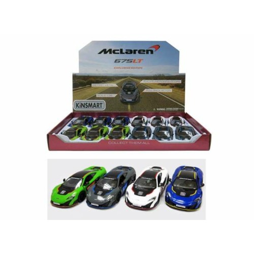 KT5392DF-12 - 1/36 2016 MCLAREN 675LT WITH PRINTING ASSORTMENT TRAY OF 12  IN THE COLORS GREEN BLUE WHITE AND GREY