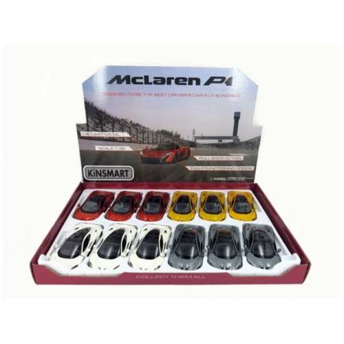 KT5393D-12 - 1/36 2016 MCLAREN P1 ASSORTMENT TRAY OF 12 WITH 4 COLOURS IN THE TRAY (YELLOW RED WHITE GREY)