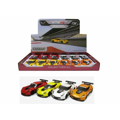 KT5397D-12 - 1/36 2016 CORVETTE C7R RACE CAR ASSORTMENT TRAY OF 12 WITH 4 COLOURS IN THE TRAY (YELLOW RED WHITE ORANGE)