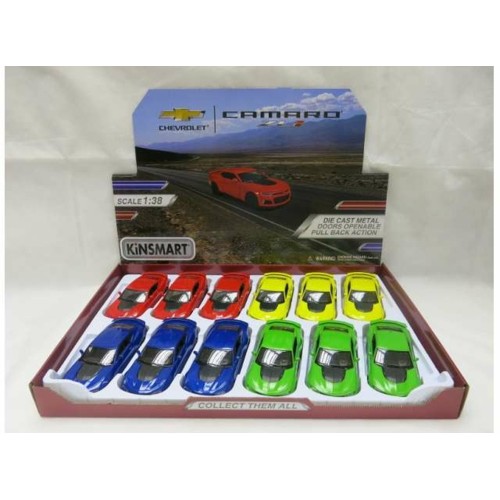 KT5399D-12 - 1/36 2017 CHEVROLET CAMARO ZL1 ASSORTMENT TRAY OF 12 WITH 4 COLOURS IN THE TRAY (YELLOW RED BLUE GREEN)