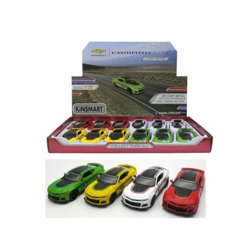 KT5399DF-12 - 1/36 2017 CHEVROLET CAMARO ZL1 WITH PRINTING ASSORTMENT TRAY OF 12 WITH 4 COLOURS IN THE TRAY (YELLOW RED WHITE GREEN)