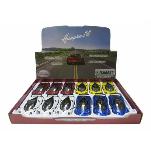 KT5400D-12 - 1/36 2016 PAGANI HUAYRA BC ASSORTMENT TRAY OF 12 WITH 4 COLOURS IN THE TRAY (YELLOW RED BLUE WHITE)
