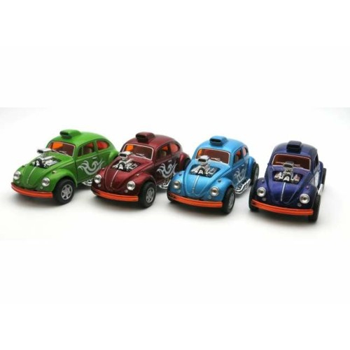 KT5405D-12 - 1/32 1967 VOLKSWAGEN CLASSIC BEETLE CUSTOM IN A TRAY OF 12 WITH 3 EACH OF THE FOLLOWING COLORS BLUE RED PURPLE AND GREEN