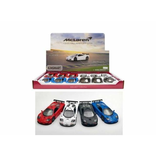 KT5411D-12 - 1/36 1995 MCLAREN F1 GTR ASSORTMENT TRAY OF 12 WITH 3 EACH OF THE FOLLOWING COLORS BLUE WHITE BLACK AND RED