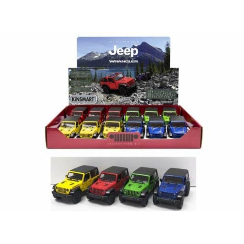 KT5412DB-12 - 1/36 2018 JEEP WRANGLER CLOSED HARD TOP ASSORTMENT TRAY OF 12 WITH 4 COLOURS IN THE TRAY RED YELLOW GREEN AND BLUE